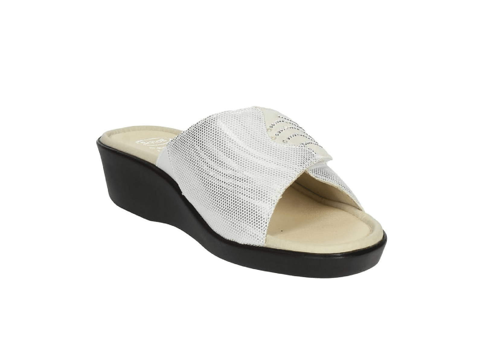 Sandale Ledel Strass Blanche