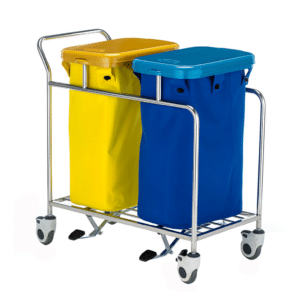 Chariot à linge inox à 2 bacs en couleur