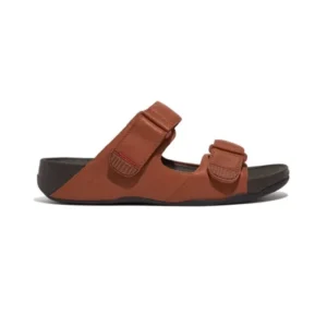 SANDALE FIT FLOP GOGH MOC SLIDE EN CUIR MARRON CLAIR