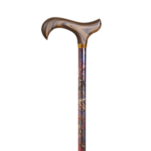 Canne réglable en aluminium motifs couleurs avec manche en bois