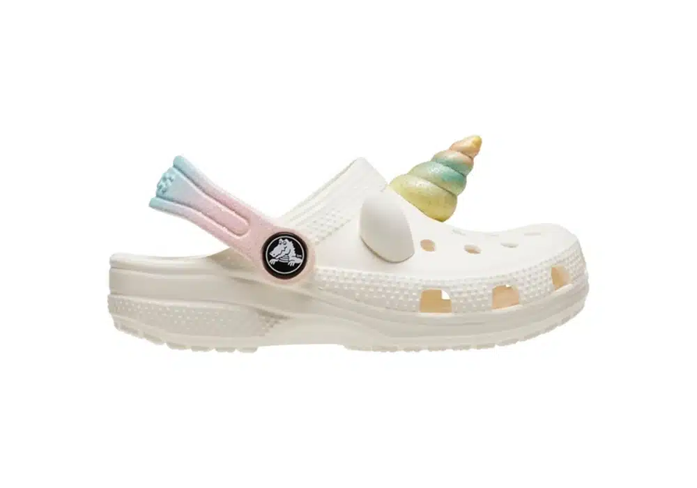 Sabot Crocs Classic I AM Rainbow Unicorn Toddler Blanc