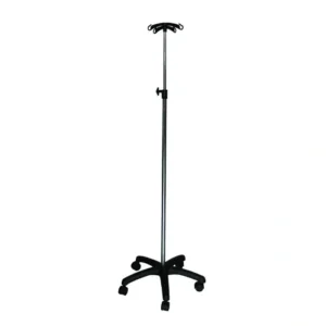 Porte sérum sur roulettes 4 crochets Bleu