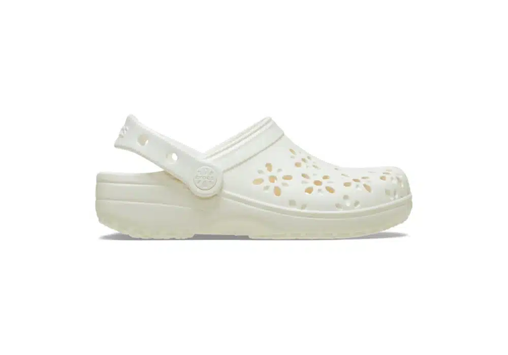 Sabot Crocs Classic Floral Cut-Out Blanc cassé