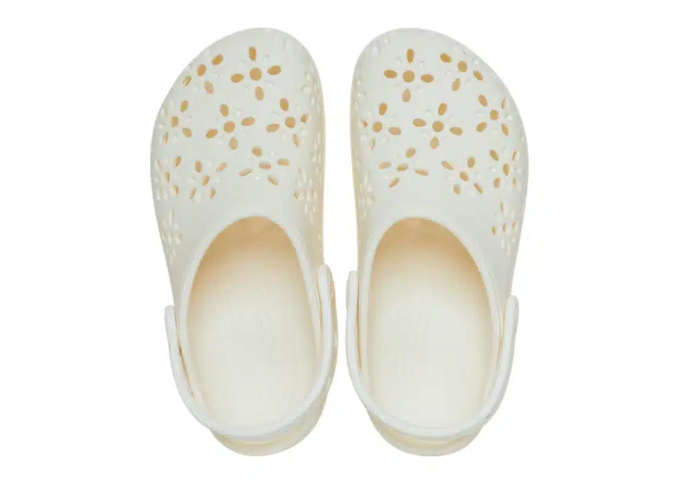 Sabot Crocs Classic Floral Cut-Out Blanc cassé