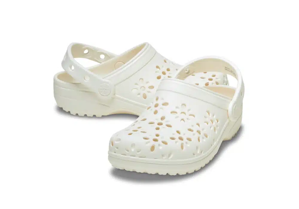 Sabot Crocs Classic Floral Cut-Out Blanc cassé
