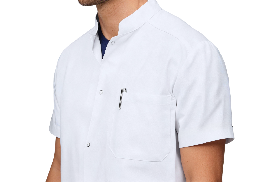 Blouse homme col officier manche courte