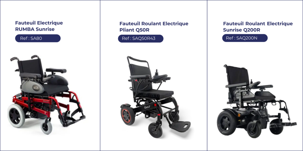 Fauteuils roulants électriques pliables au Maroc modèles Q50R Rumba Sunrise Q200R pour personnes à mobilité réduite autonomie et confort