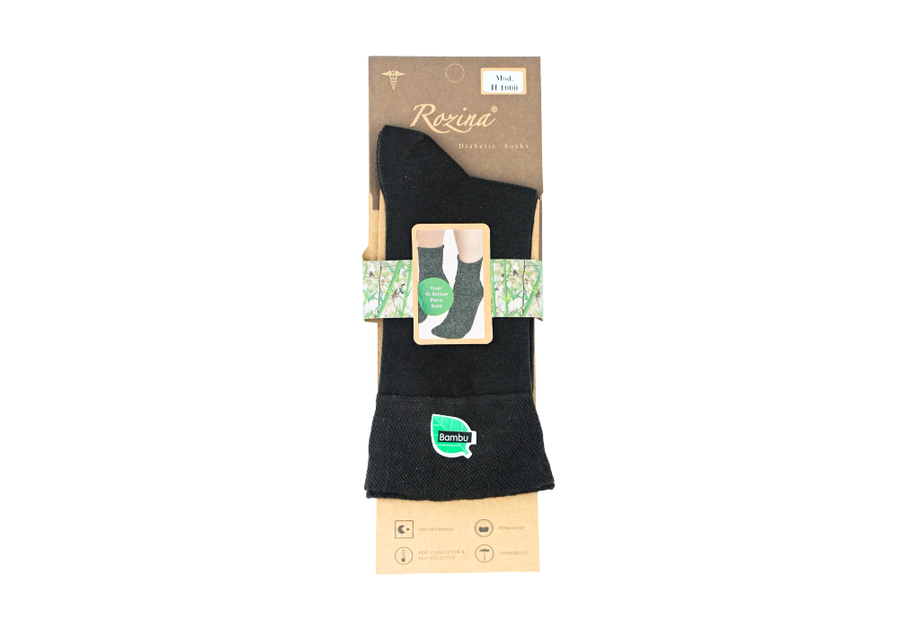Chaussettes Diabétiques en Bambou Noir