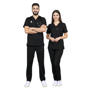 Ensemble Tunique et Pantalon Noir Unisexe (4)