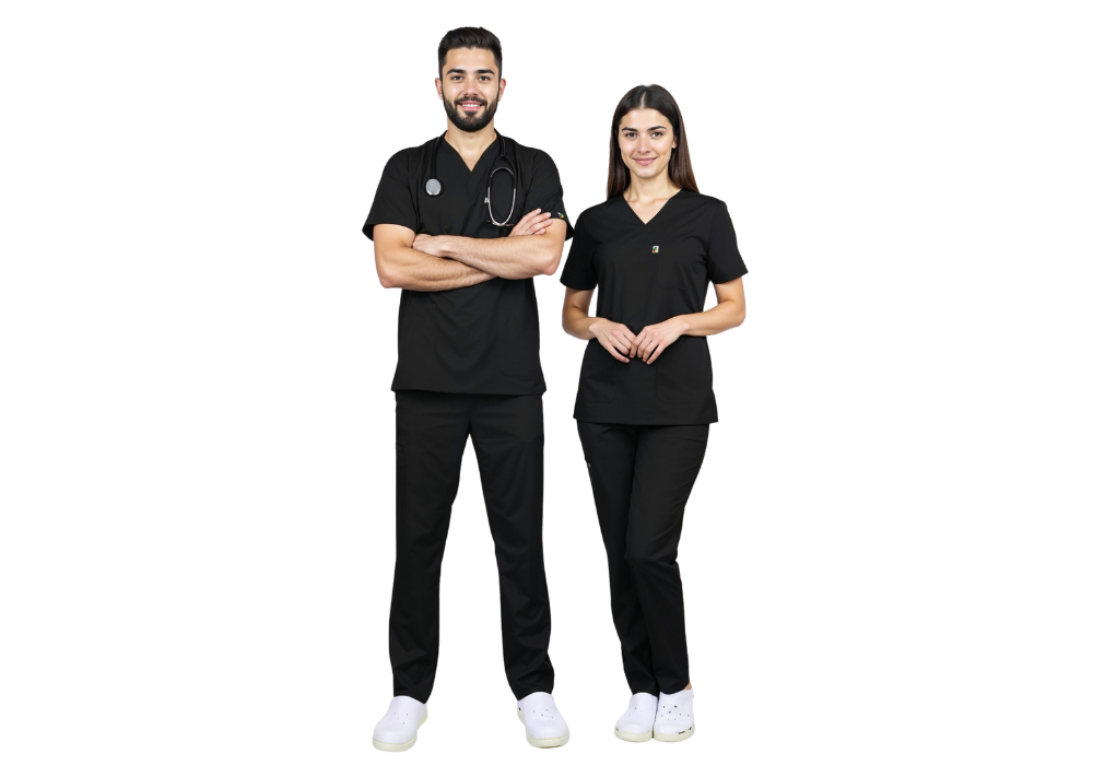 Ensemble Tunique et Pantalon Noir Unisexe (4)