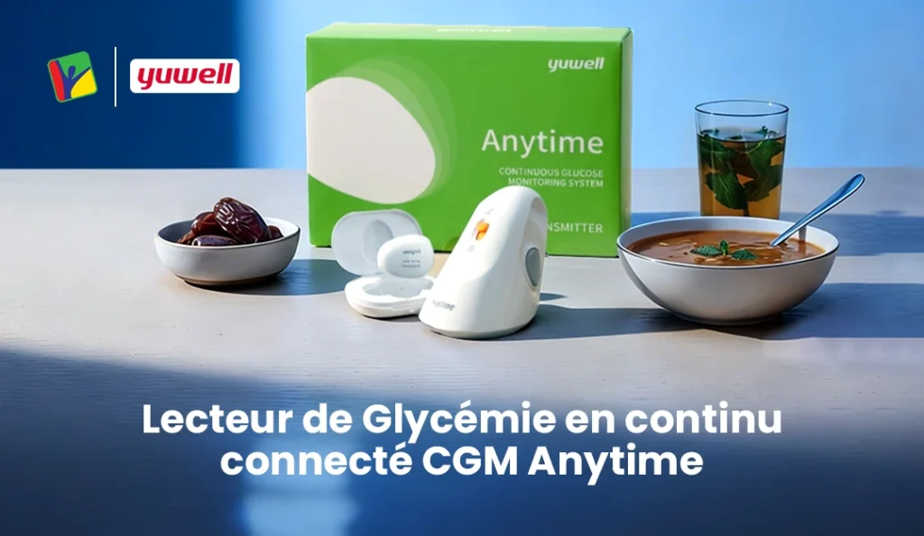 CGM Anytime Yuwell – Capteur glycémie continu Maroc Locamed Capteur de glycémie en continu CGM Anytime Maroc Yuwell suivi diabète connecté