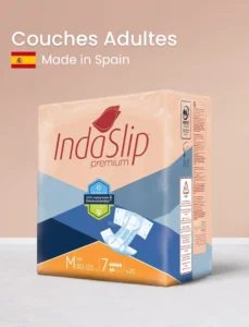 Couche adulte IndaSlip Premium taille M — absorption niveau 7, lot de 20, incontinence adulte au Maroc