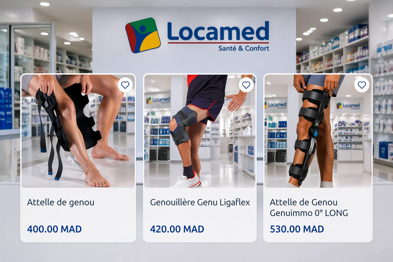 genouillère orthopédique maroc avec attelle ligamentaire et schéma du genou en magasin