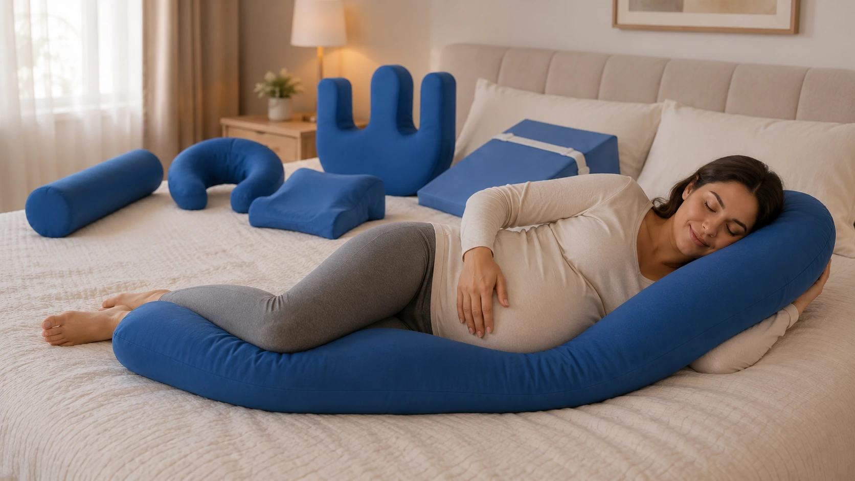 Coussin de Grossesse et d'Allaitement au Maroc- maman enceinte qui dort confortablement